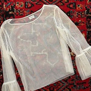 Sheer White Aritzia Top w/ Flared Sleeves